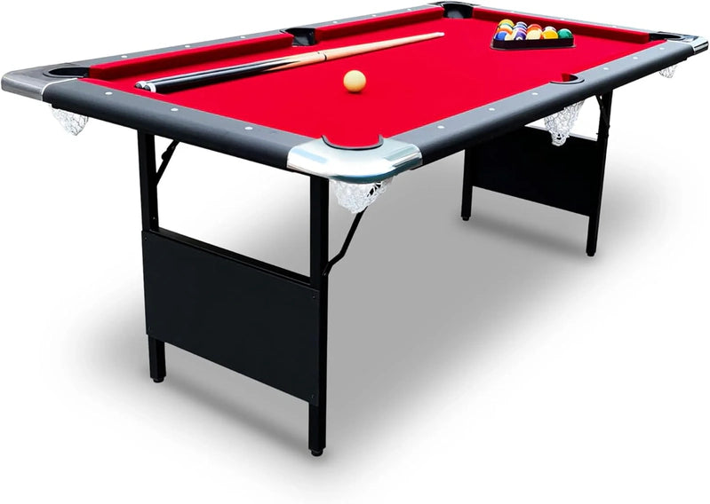 Hathaway Fairmont 6 Ft. Portable Pool Table, Adults Folding Billiards Tables For Game Room With Easy Foldable Storage