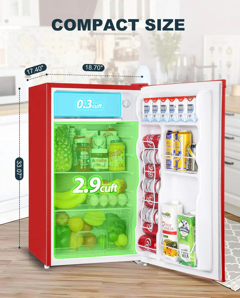 Upstreman 3.2 Cu. Ft. Mini Fridge Freezer Single Door Fridge Dorm Fridge Adjustable Thermostat
