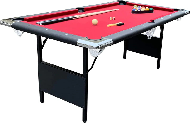 Hathaway Fairmont 6 Ft. Portable Pool Table, Adults Folding Billiards Tables For Game Room With Easy Foldable Storage