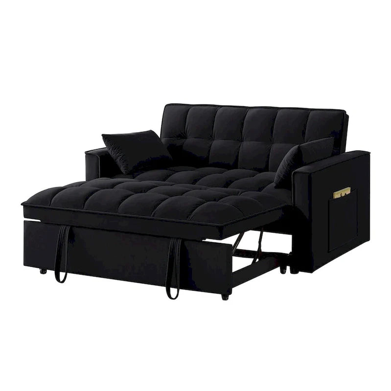 4-in-1 Pull-Out Sleeper Sofa Bed, Loveseat In Velvet-Convertible Couch Bed With Reclining Backrest,2 Side Pockets