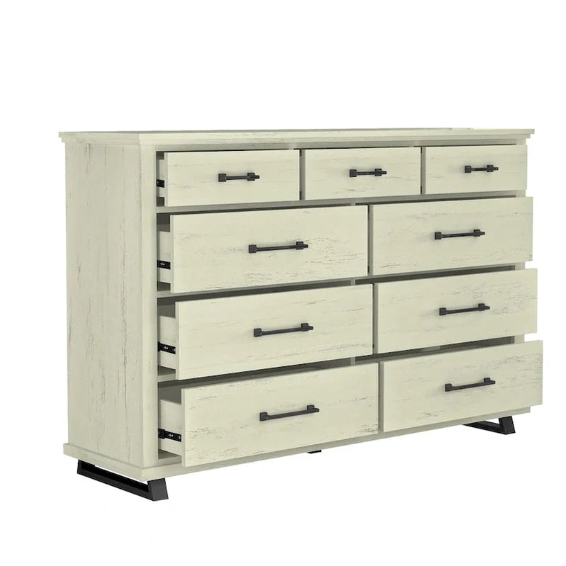 Farmhouse 4-Piece Bedroom Set, 2 Nightstand, 1 Chest And 1 Dresser