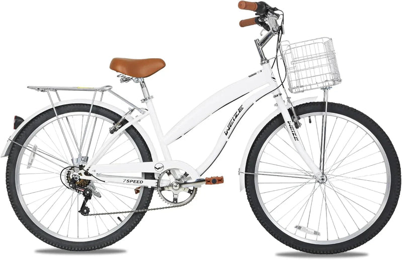 Weize Beach Cruiser Bike 26 In. Commuter Bicycle For Adult Men And Women 7-Speed/High-Carbon