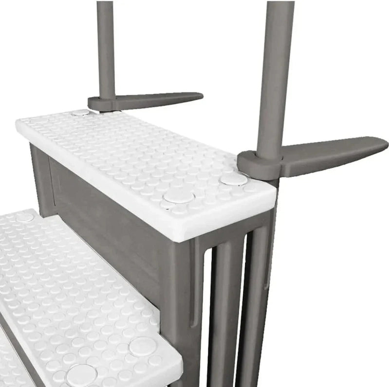 Non-Slip Entry Steps For Pools, Grey, For Above-Ground Pools, Can Be Installed On Terraces With A Height Of 122 To 137 Cm, Load Capacity Up To 136 Kg