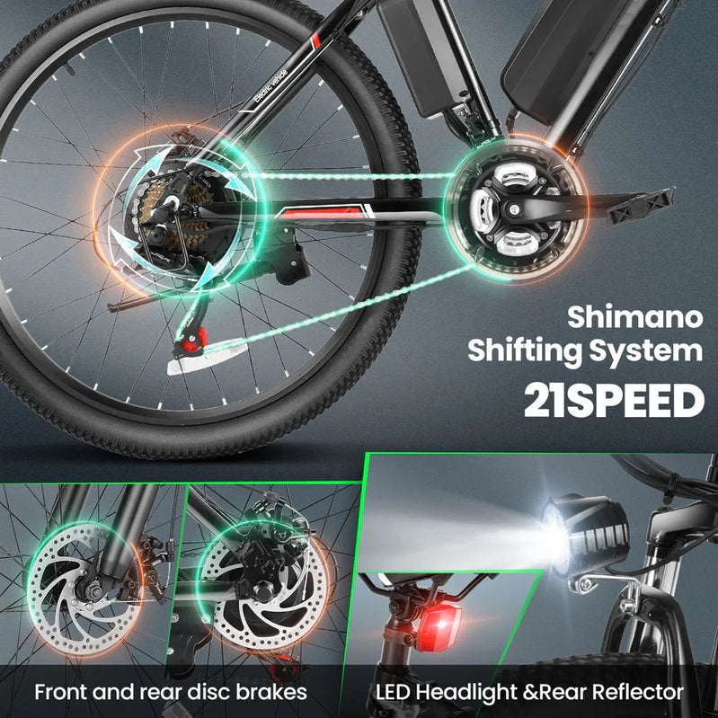 500W Electric Bike 26 In. Electric Bicycle For Adults With Cruise Control System Ebike