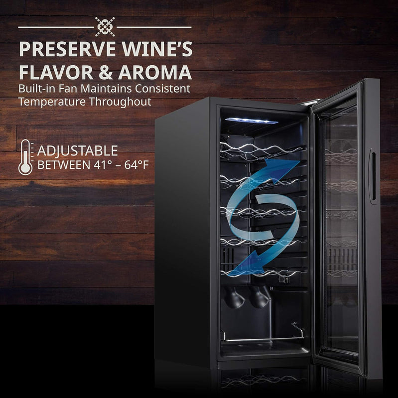 18 Bottle Compressor Wine Cooler Refrigerator w/Lock, Large Freestanding Wine Cellar For Red, White, Champagne Or Sparkling Wine