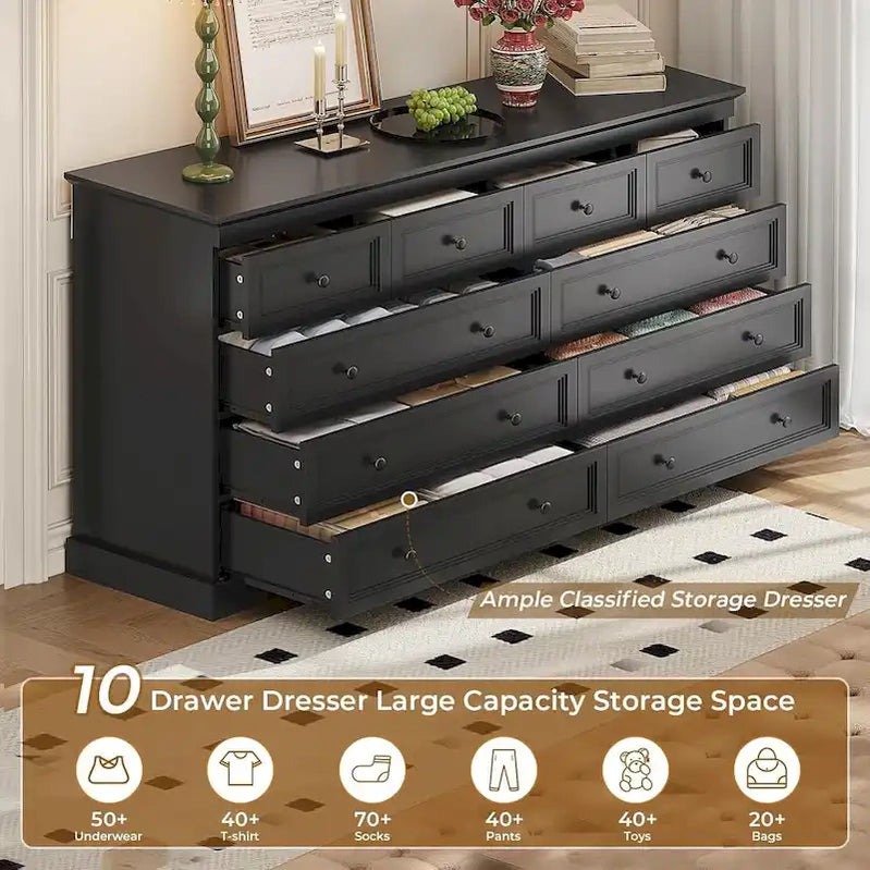 10 Drawers Dresser 55 Large Drawers Wood Dressers And Chest Of Drawers