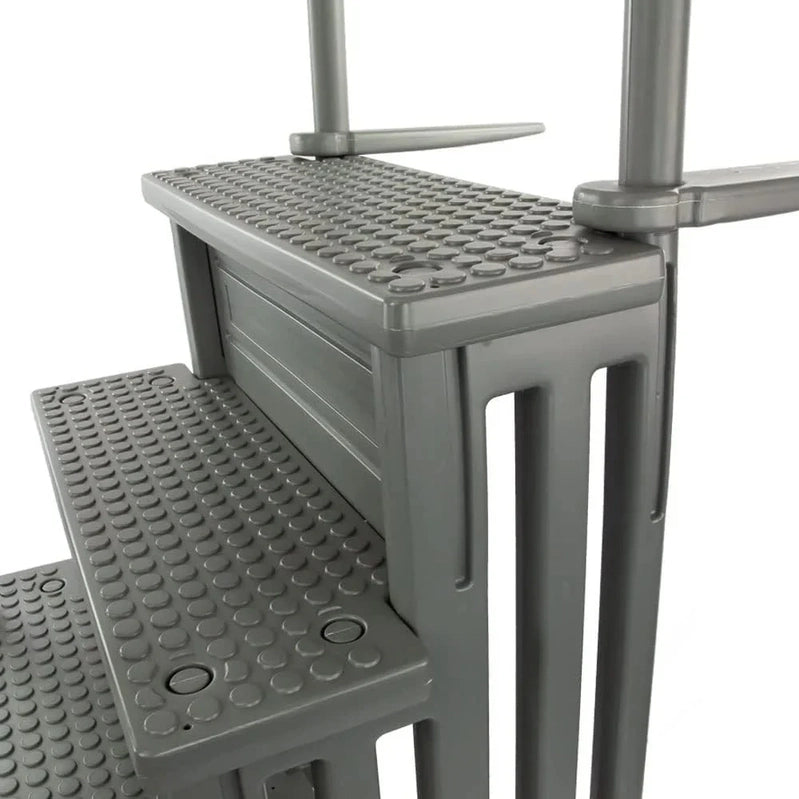 Non-Slip Entry Steps For Pools, Grey, For Above-Ground Pools, Can Be Installed On Terraces With A Height Of 122 To 137 Cm, Load Capacity Up To 136 Kg
