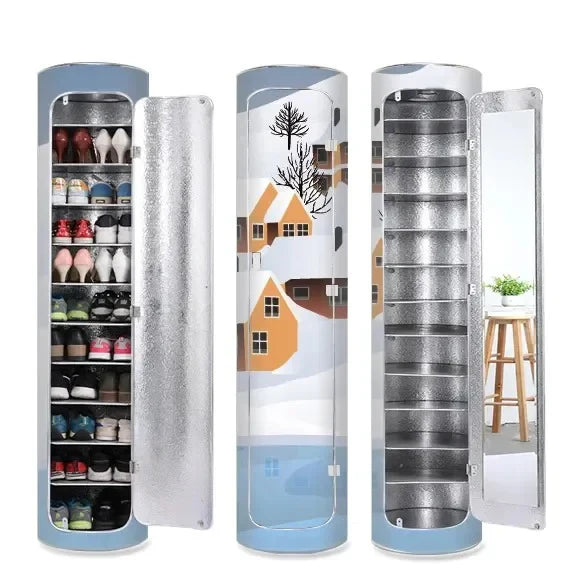 Large-Capacity Multi-Layer Rotating Disinfection Shoe Cabinet With Mirror Plus Deodorizer