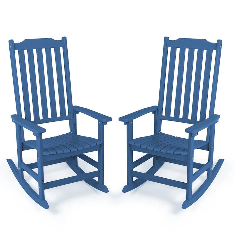 Vrakae 2 Pcs Patio All Weather Resistant High Back Rocking Chair