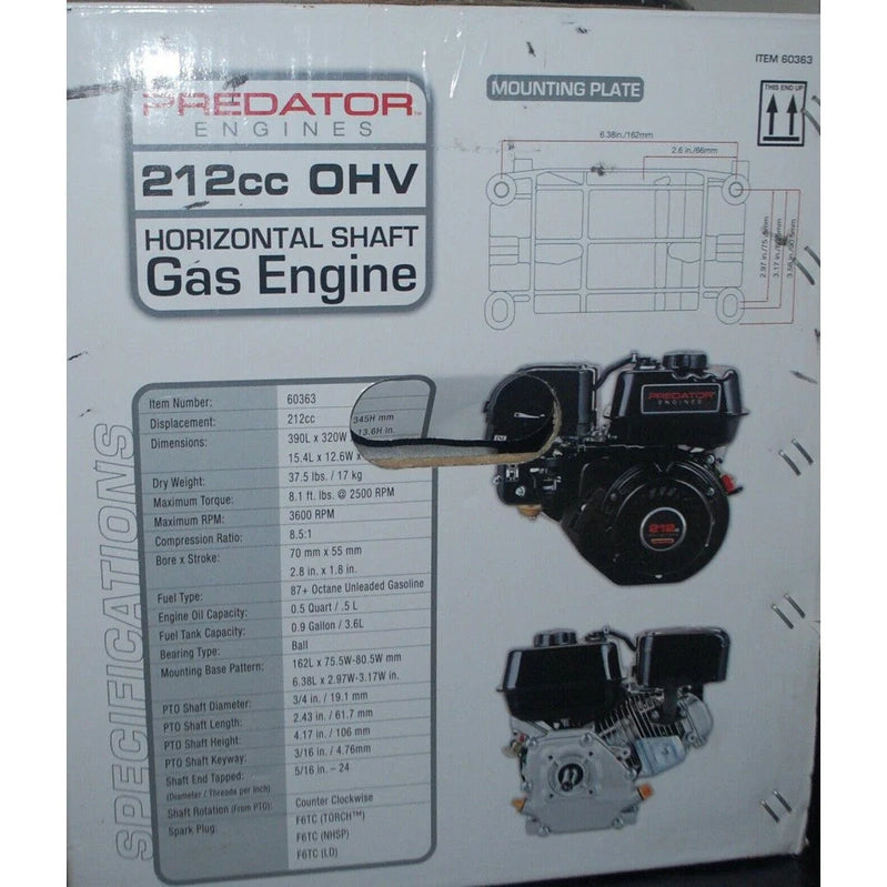 Predator Horizontal Shaft Engine, 6.5 HP, 212cc