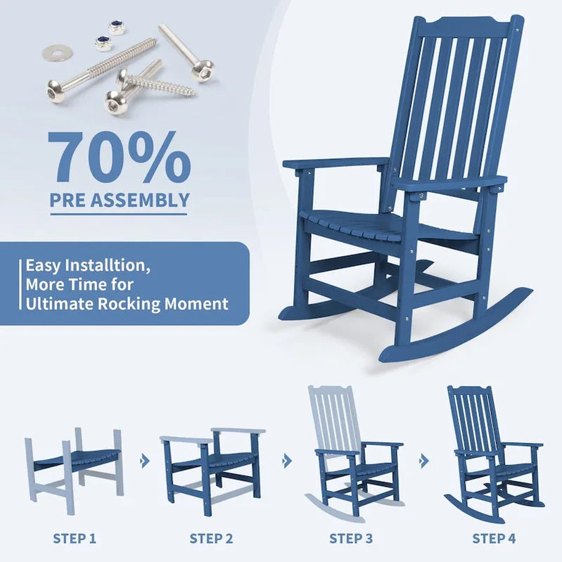 Vrakae 2 Pcs Patio All Weather Resistant High Back Rocking Chair