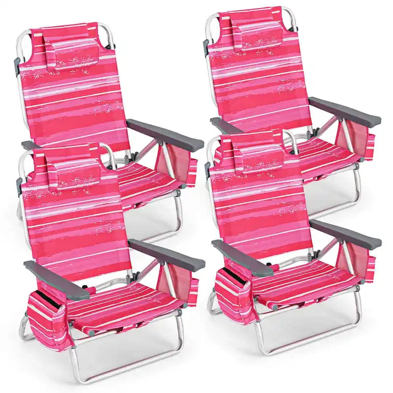 Costway 4-Pack Folding Backpack Beach Chair 5-Position Outdoor, See Details
