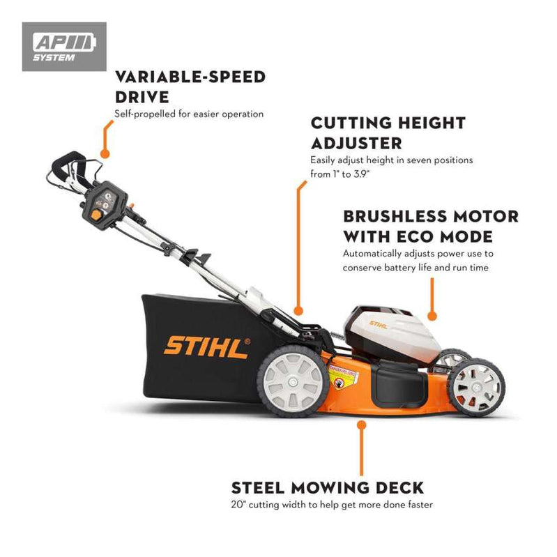 Stihl Rma 510 V 21 In. 36 V Battery Self-Propelled Lawn Mower Kit, Battery And Charger