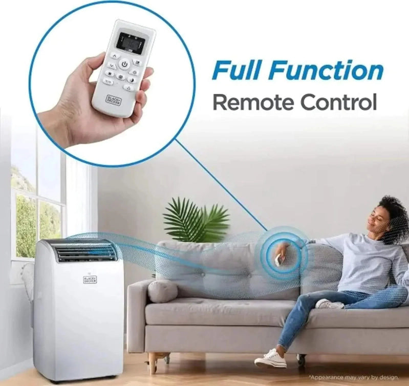 Black Plus Decker Air Conditioner, 14,000 BTU Air Conditioner Portable For Room Up To 700 Sq. Ft. With Remote Control, White