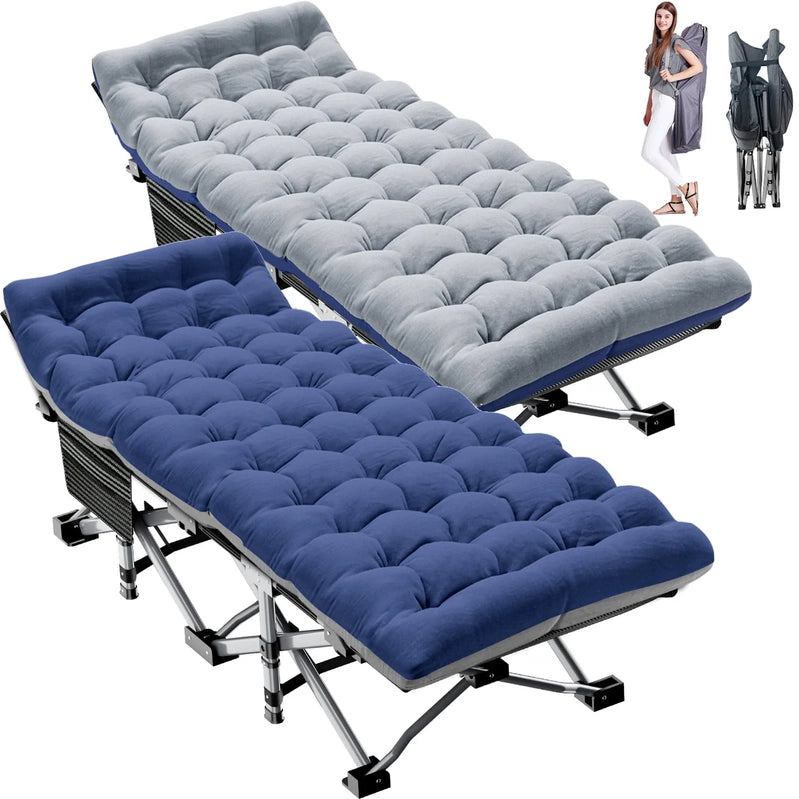 Slsy 2 Pack Folding Bed Cot With 3.3 In. 2 Sided Mattress, 75 In. 28 In. Folding Camping Cots With Carry Bag, Portable Sleeping Cot Guest Bed
