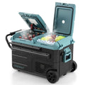 40-Quart Dual-Zone Car Refrigerator With Wheels, 12V/24V DC And 100-240V AC Portable Car Fridge Cooler Freezer