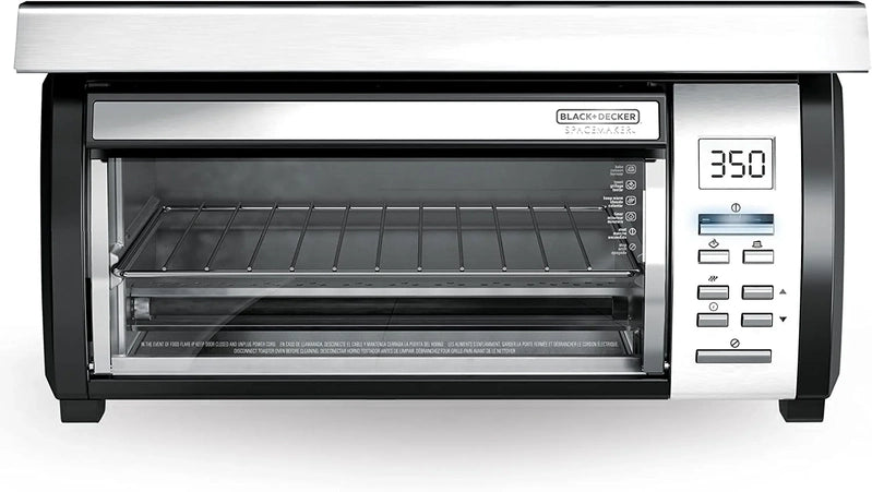 Black Plus Decker SpaceMaker Under-Counter Toaster Oven, Digital Controls, Black/Stainless Steel, Fits 9 in. Pizza, TROS1000D