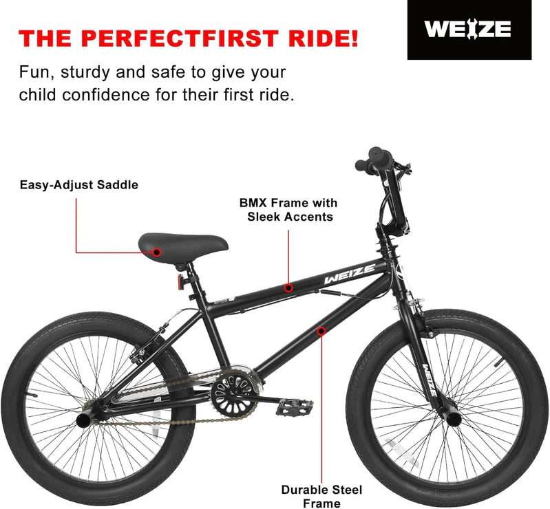 Weize Freestyle BMX Bicycle 20 In. Stunt Bike For Kids And Adults Men And Women High Strength Steel Frame 360 Degree Rotor Freestyle