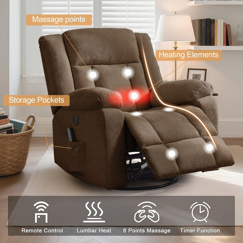 Rocker Recliner Glider Recliner Chairs For Adults 360 Degree Swivel Rocking Chair