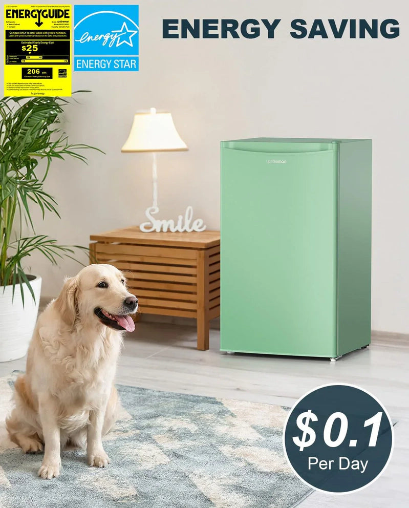Upstreman 3.2 Cu. Ft. Mini Fridge Freezer Single Door Fridge Dorm Fridge Adjustable Thermostat