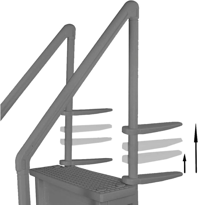 Select Anti-Slip in-Pool Steps, Gray, For Above Ground Swimming Pools, Can Mount To Decks 48 In. To 54 In. H, Safety Stairs Capacity Up To 300 Lbs