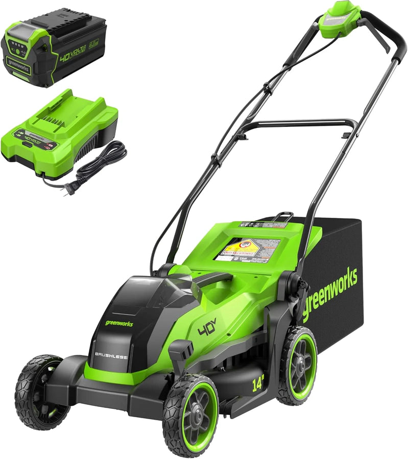 Greenworks 40V 16 In. Cordless Lawn Mower Ultra-Light Push Mower 4.0Ah Battery Charger