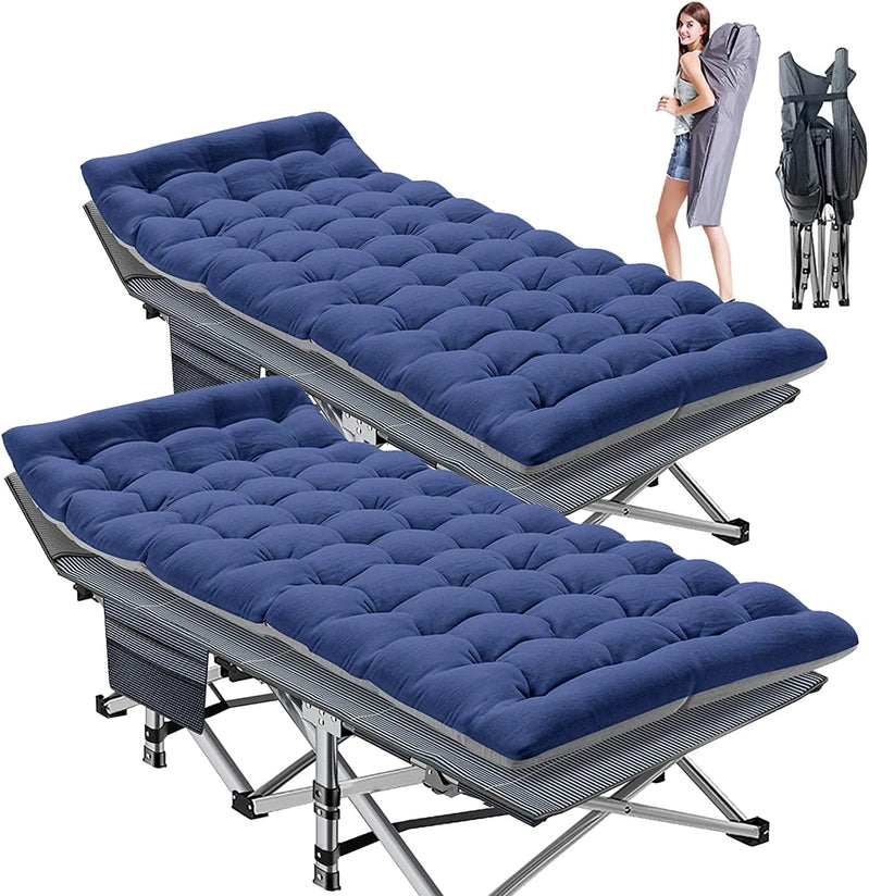 Slsy 2 Pack Folding Bed Cot With 3.3 In. 2 Sided Mattress, 75 In. 28 In. Folding Camping Cots With Carry Bag, Portable Sleeping Cot Guest Bed