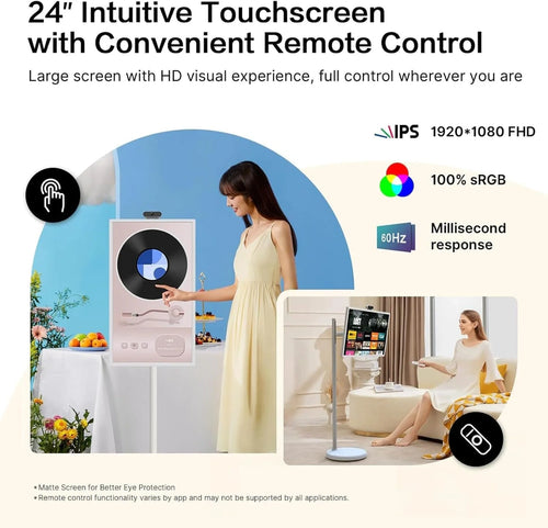 32-Inch Portable TV, 1080P FHD Rolling TV On Wheels With Rotatable Touch Screen, Android 13 OS, 8G Ram Plus 128G Storage, Built-In Battery