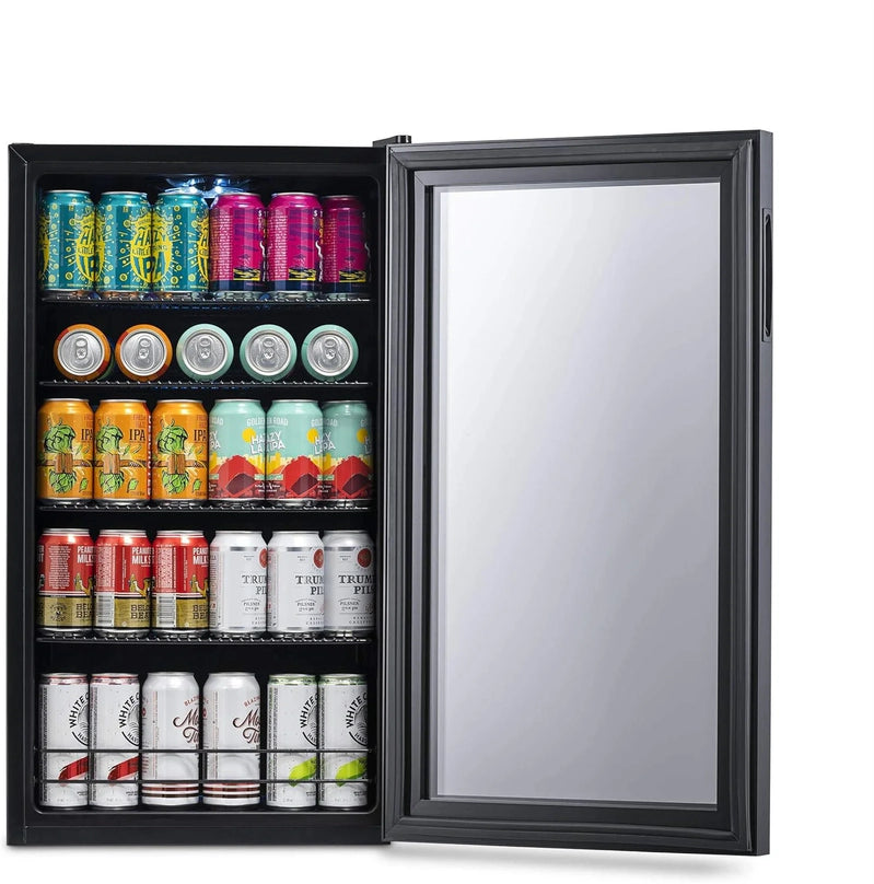 Beverage Refrigerator Cooler, 126 Cans Free Standing With Right Hinge Glass Door, Mini Fridge Beverage Organizer For Beer, Wine, Soda