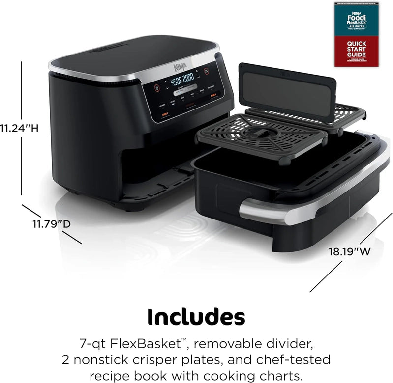 Ninja Foodi 10QT 6-in-1 DualZone Smart XL Air Fryer, 2 Independent 5QT Baskets, Smart Cook Thermometer, Match Cook, Smart Finish, Air Fry, DZ550