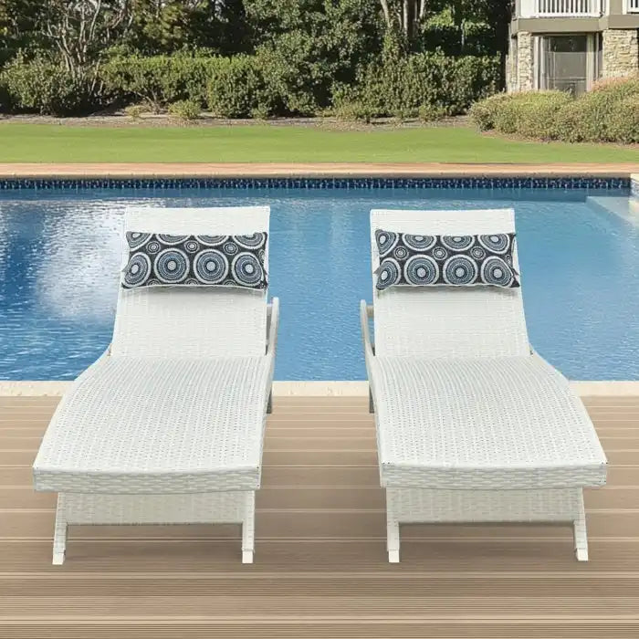 All Weather Wicker Chaise Lounge, Set Of 2