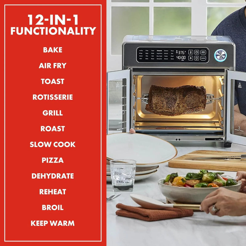 Emeril Lagasse Extra Large French Door Air Fryer Toaster Oven Combo, 24 Cooking Functions