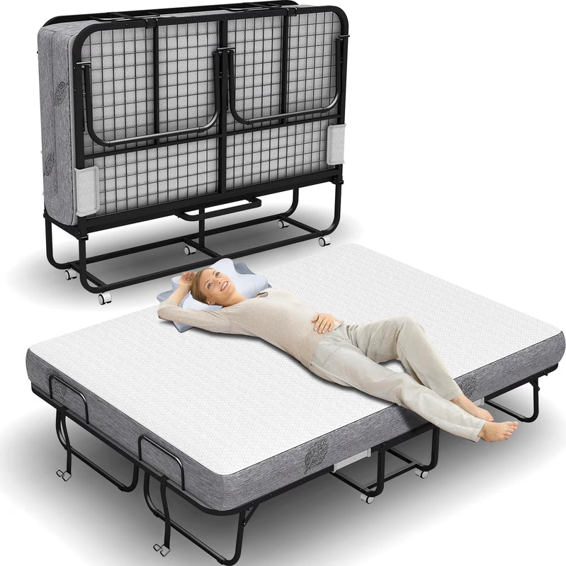 Folding Bed With Mattress 75 In. x 31 In. Cot Size Folded Bed