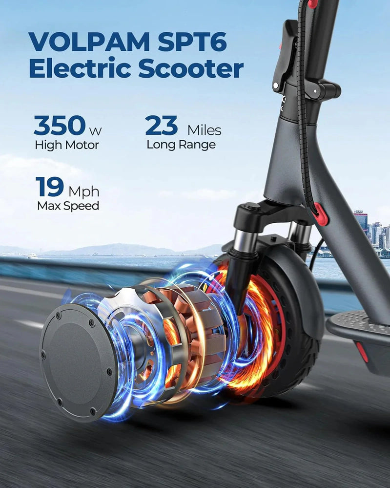 Electric Scooter, 350W/500W Powerful Motor, 8.5 In./10 In. Solid Rubber Tires, 19/22 Mph, 28/21/12 Mile Range, Dual Brakes
