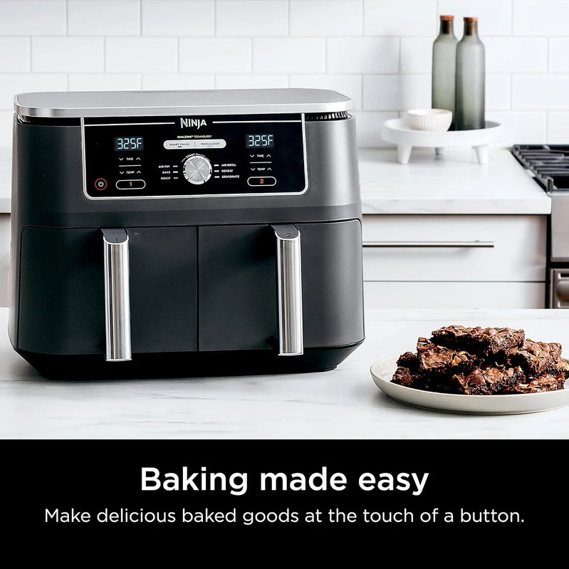 Ninja Foodi 10QT 6-in-1 DualZone Smart XL Air Fryer, 2 Independent 5QT Baskets, Smart Cook Thermometer, Match Cook, Smart Finish, Air Fry, DZ550