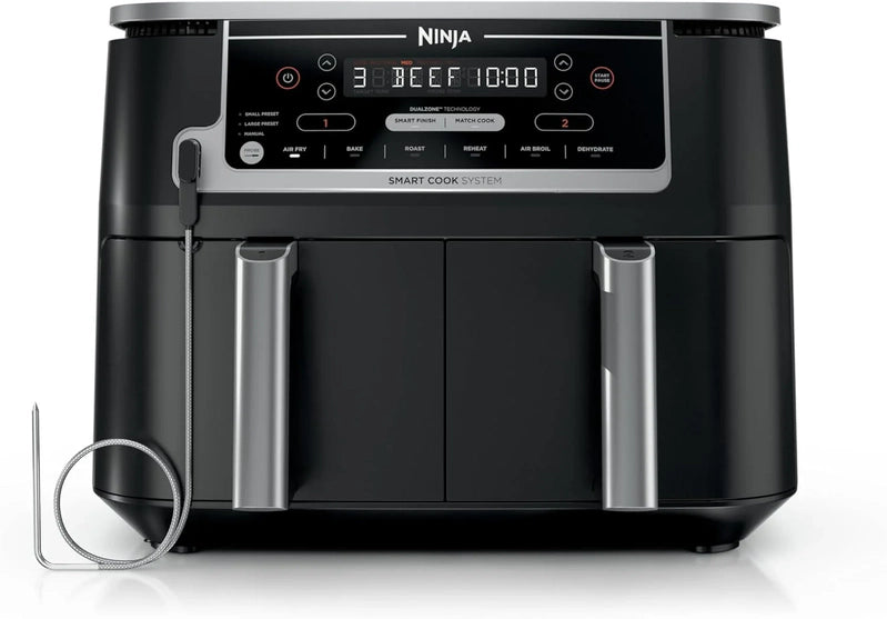 Ninja Foodi 10QT 6-in-1 DualZone Smart XL Air Fryer, 2 Independent 5QT Baskets, Smart Cook Thermometer, Match Cook, Smart Finish, Air Fry, DZ550