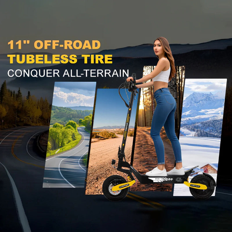 Off Road Electric Scooter For Adults, 1200W Motor Fast E Scooter, Up To 28MPH Top Speed And 20Miles Long Range, 11 In. Off-Road Tires