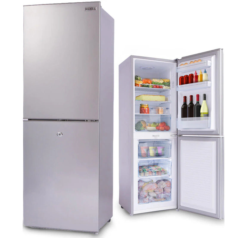 Gecko 160L Upright Portable Fridge/Freezer, 12V/24V/240V For Motorhome And Caravan, Silver