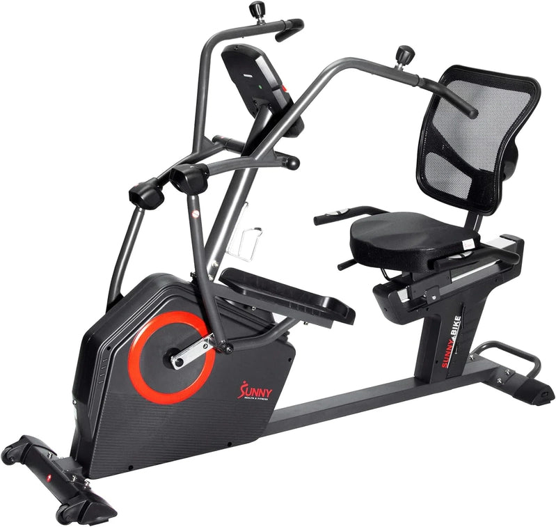Sunny Health And Fitness Electromagnetic Recumbent Cross Trainer Exercise Elliptical Bike w/Arm Exercisers, SF-RBE4886SMART