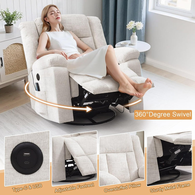 Rocker Recliner Glider Recliner Chairs For Adults 360 Degree Swivel Rocking Chair