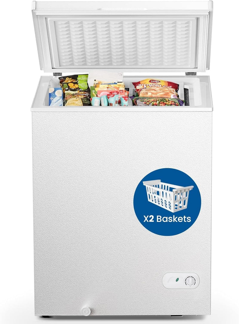 Chest Freezer 3.5 Cu. Ft. Compact Freezer Free Standing Top Open Door Deep Freezer