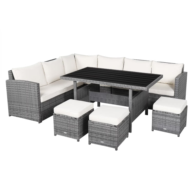 7-piece Outdoor Rattan Patio Furniture Set Black