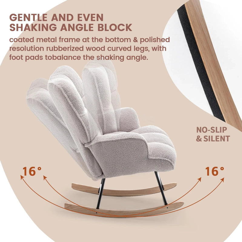 Saetsfeg Nursery Rocking Chair With High Backrest