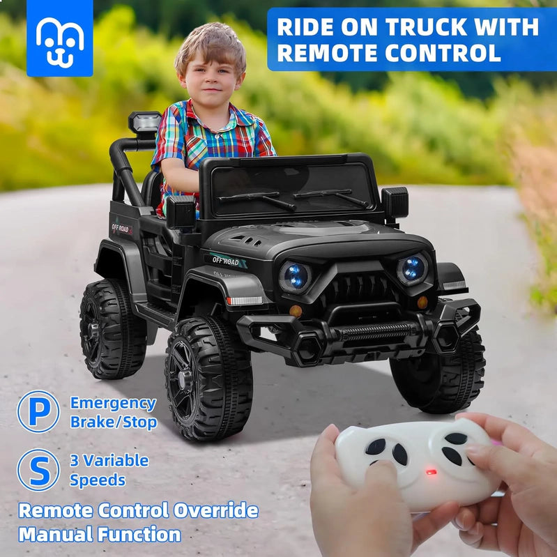 12V Kids Electric Ride On Truck Car Remote Control, Twin 35W Motors 3.5MPH Max Speed, Bluetooth USB Music Player