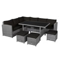 7-piece Outdoor Rattan Patio Furniture Set Black