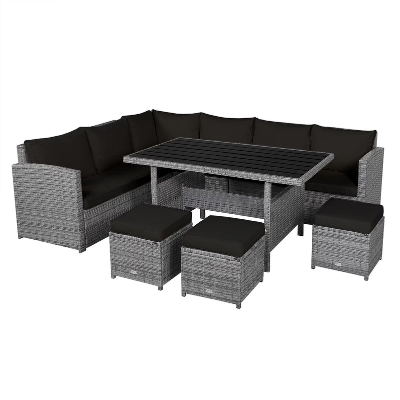 7-piece Outdoor Rattan Patio Furniture Set Black