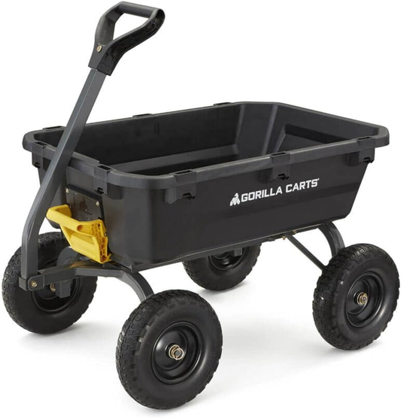 7GCG-NF Heavy-Duty Poly Dump Garden Cart With No-Flat Tires, 7 Cu. Ft., 1200-Pound Capacity, Black