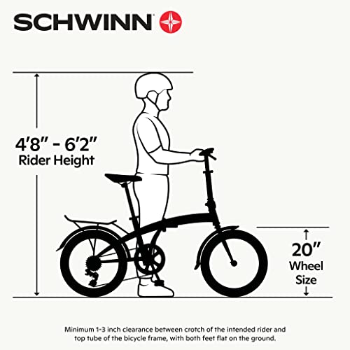Schwinn Loop Adult Folding Bike For Men And Women, 20-inch Wheels, 7-Speed Drivetrain