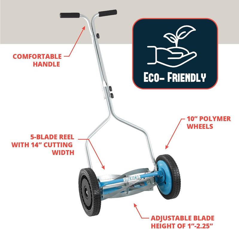 American Lawn Mower Company 1304-14SK2 14-Inch 5-Blade Push Reel Lawn Mower With Sharpener