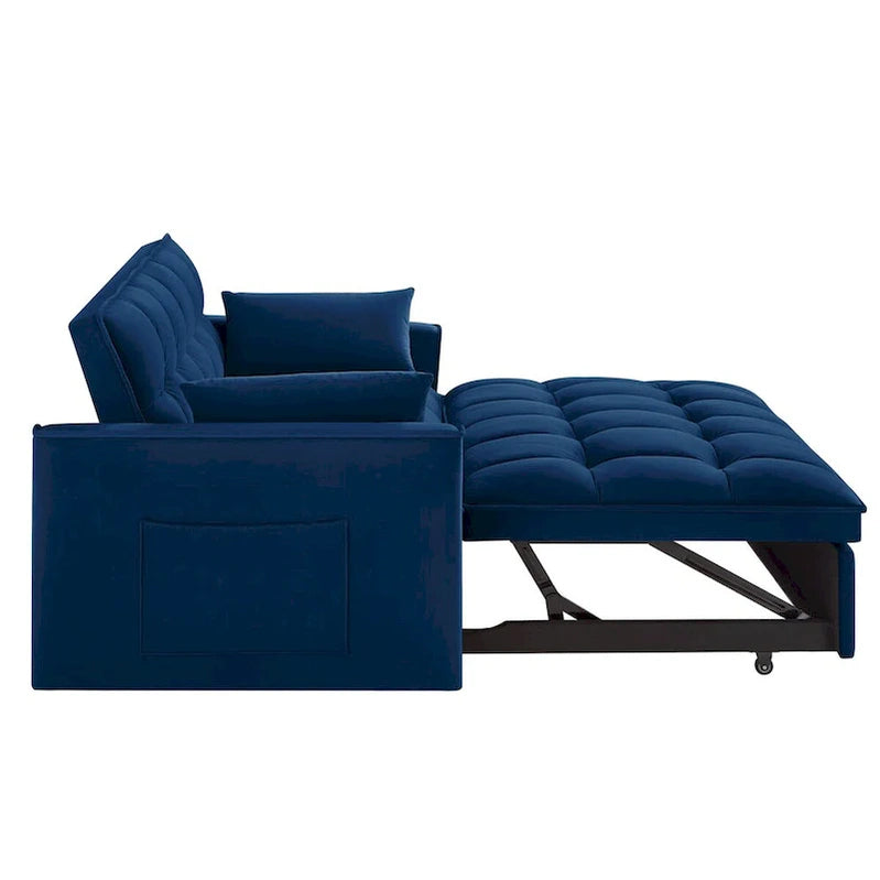 4-in-1 Pull-Out Sleeper Sofa Bed, Loveseat In Velvet-Convertible Couch Bed With Reclining Backrest,2 Side Pockets